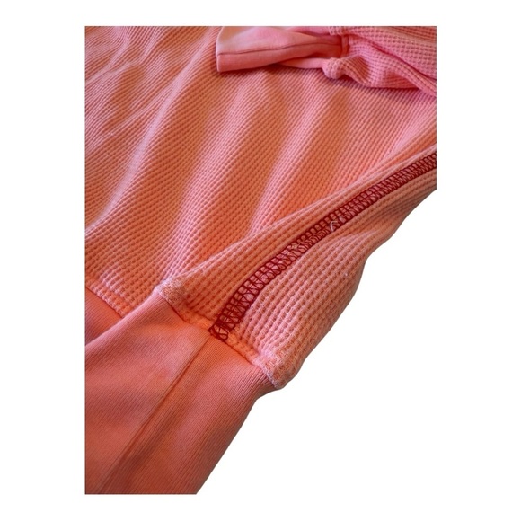 Sundry Thermal Henley in Neon Coral Long Sleeve Relaxed Size 2 Medium Made in US - Picture 5 of 11